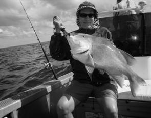 Des Bennet with a great red emperor taken using fresh fish fillet for bait.